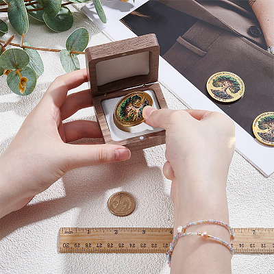 Wooden Badge Packing Magnetic Boxes CON-WH0085-229B-1