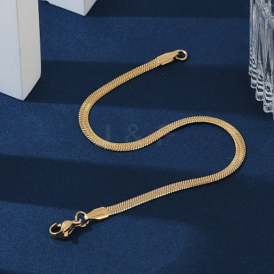 Ion Plating(IP) 304 Stainless Steel Herringbone Chain Bracelets BJEW-P236-15G-1
