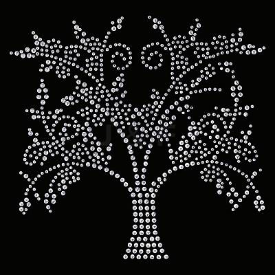 Tree of Life Glass Hotfix Rhinestone DIY-WH0419-59-1
