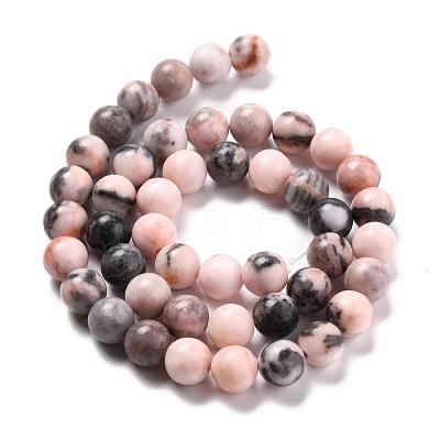 Natural Pink Zebra Jasper Round Bead Strands G-E334-8mm-11-1