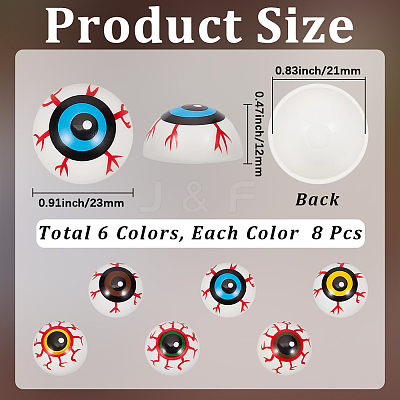 48Pcs 6 Colors Plastic Craft Eye DIY-GF0013-64-1