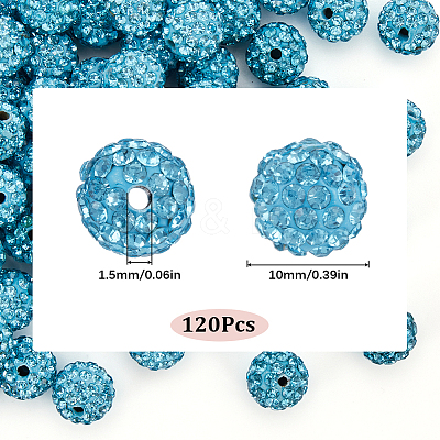 120Pcs Pave Disco Ball Beads RB-SC0004-84B-1