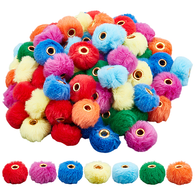84Pcs 7 Colors Imitation Rabbit Hair European Beads FIND-PH0027-67-1