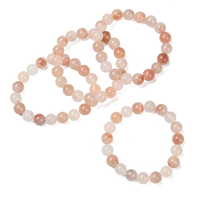 10MM Natural Xinjiang Golden Silk Jade Round Beaded Stretch Bracelets for Women BJEW-G756-01B-1