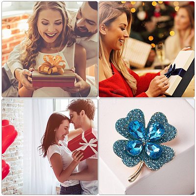Cubic Zirconia Clover Brooch Pin JBR105E-1