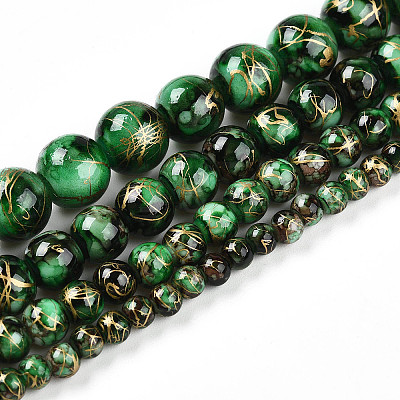 Baking Paint Glass Beads Strands DGLA-N003-6mm-B09-1