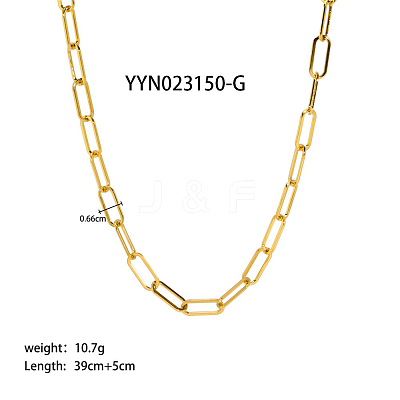 6.6mm Stylish 304 Stainless Steel Paperclip Chain Necklaces for Women Men AA4830-3-1