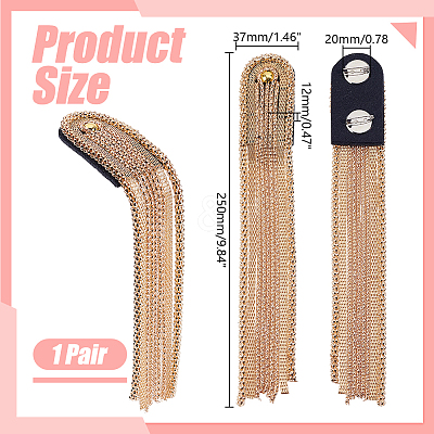 2Pcs Iron Tassel Chain Shoulder Epaulettes DIY-HY0003-58G-1