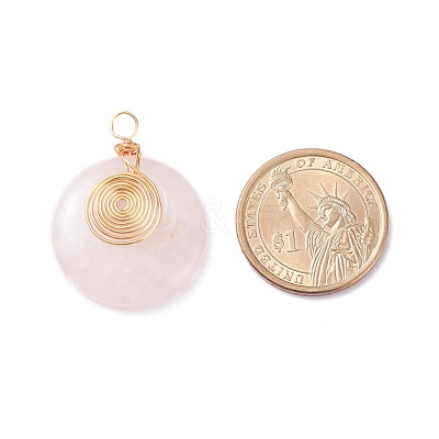 Natural Rose Quartz Pendants PALLOY-JF01289-1