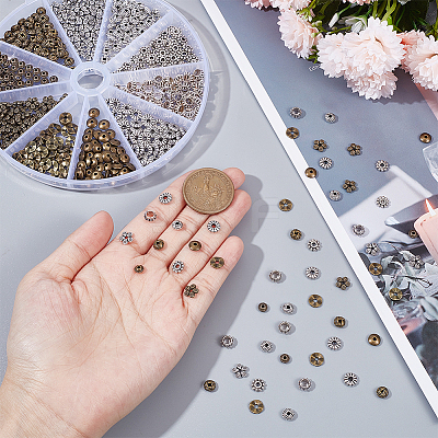 500Pcs 10 Style Tibetan Style Alloy Beads FIND-NB0003-75-1