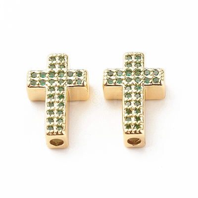 Rack Plating Brass Cubic Zirconia Beads KK-B051-06G-03-1