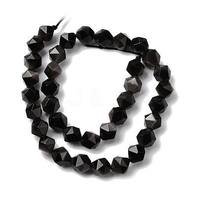 Natural Silver Obsidian Beads Strands G-Z119-A11-03-1