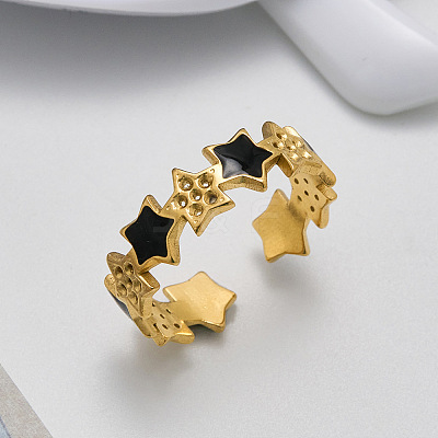 304 Stainless Steel Open Cuff Rings for Women WGA888D-02-1