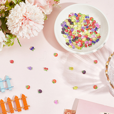 110Pcs 11 Styles Fruits Resin Cabochons MRMJ-SC0001-54-1