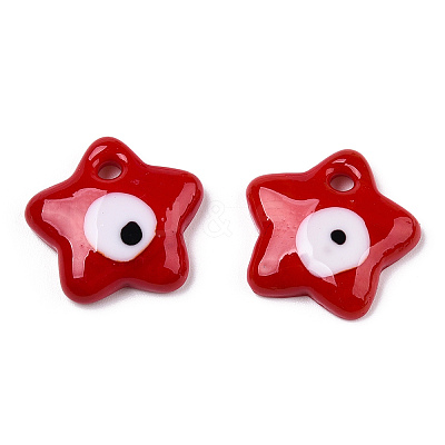 Handmade Evil Eye Lampwork Pendants LAMP-TAC0011-02F-1