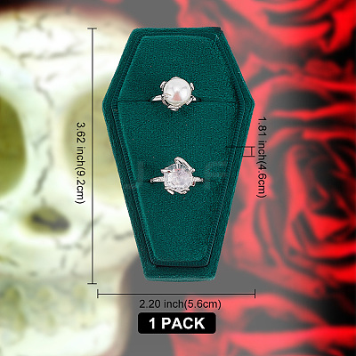 Halloween Theme Coffin Shaped Velvet Finger Ring Boxes VBOX-WH0015-01B-1