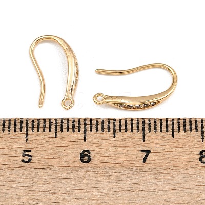Brass Micro Pave Clear Cubic Zirconia Earring Hooks X-KK-F910-24G-1