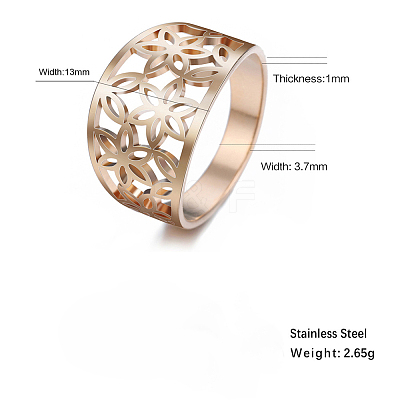 Flower Pattern Hollow Out 304 Stainless Steel Finger Rings FS-WGDCC5F-09-1