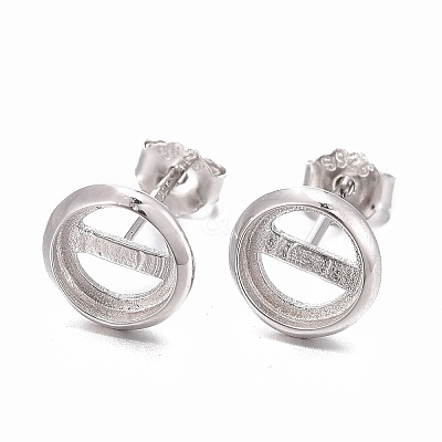 Anti-Tarnish Rhodium Plated 925 Sterling Silver Stud Earring Settings STER-F032-04P-1
