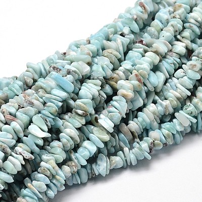 Natural Larimar Chip Beads Strands L-G-E271-77-1