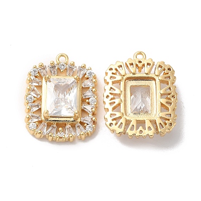 Brass with Clear Glass Pendants KK-G465-10G-1