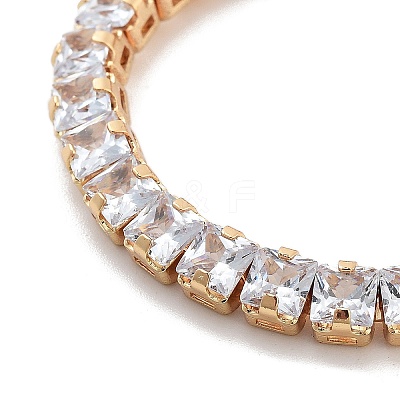 Brass Pave Clear Cubic Zirconia Square Box Chain Slider Bracelets BJEW-YWC0002-10B-G-1