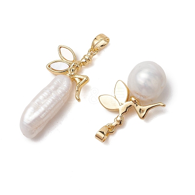 Natural Baroque Keshi Pearl Pendants PALLOY-JF05220-1