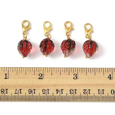 4Pcs Handmade Lampwork Strawberry Pendant Decorations HJEW-FS00041-02-1