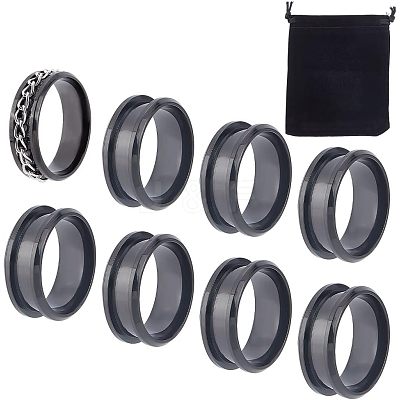 10Pcs Stainless Steel Grooved Finger Ring Settings STAS-UN0039-22D-1