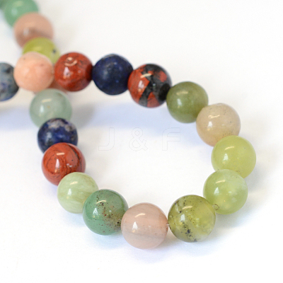 Natural Mixed Stone Round Bead Strands X-G-E334-8mm-23-1