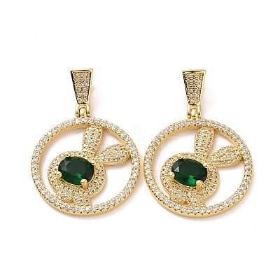 Brass Micro Pave Cubic Zirconia Pendants ZIRC-F134-26G-02-1