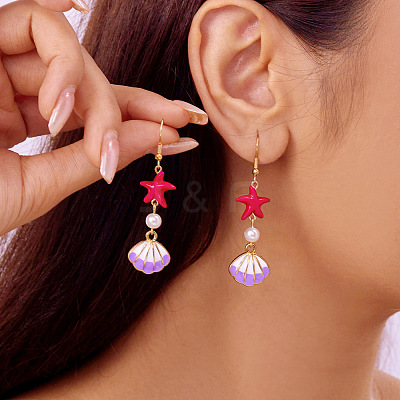 Alloy Plastic Imitation Pearl Dangle Earrings FS-WGA0CA5-05-1