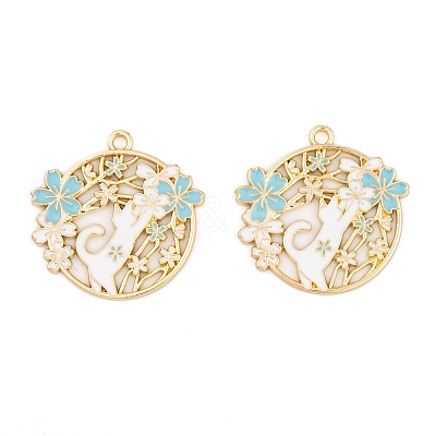 Rack Plating Alloy Enamel Pendants FIND-A040-07B-G-1
