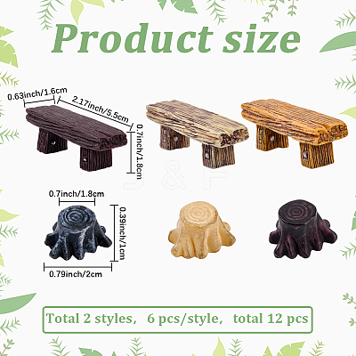 12Pcs 2 Styles Resin Benches DJEW-GF0001-81-1