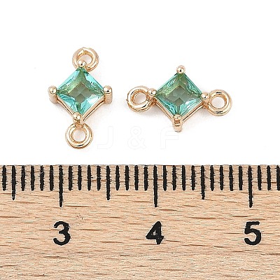 Brass Pave Glass Rhombus Links Connector Charms GLAA-Q088-001B-1