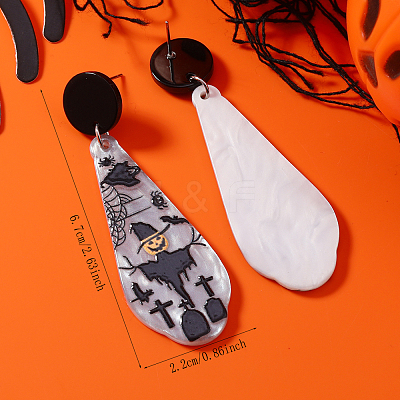 Halloween Cute Teardrop with Cartoon Pumpkin Ghost Stud Earrings EA7771-2-1