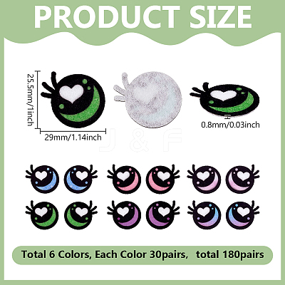 180 Pairs 6 Styles Felt Craft Doll Eye DIY-NB0016-21-1