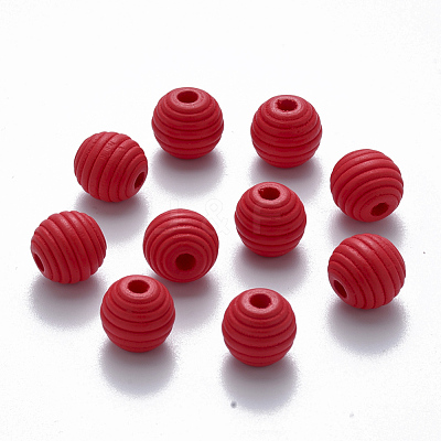 Painted Natural Wood Beehive Beads WOOD-Q040-019B-A07-1