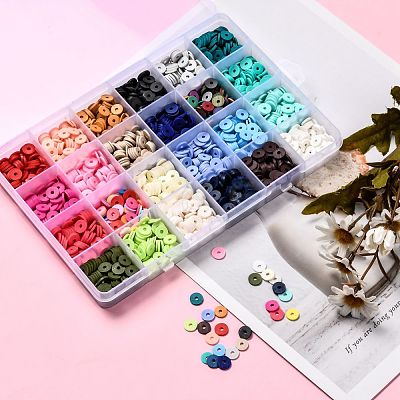 24 Colors Handmade Polymer Clay Beads CLAY-X0011-03C-1