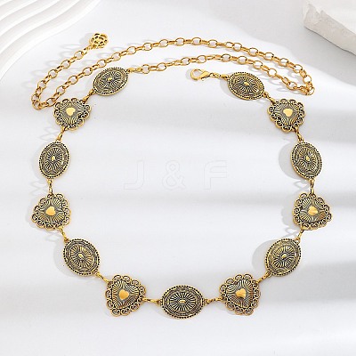 Alloy Oval Heart Link Chain Waist Belly Chains for Women FS-WGE04C8-01-1