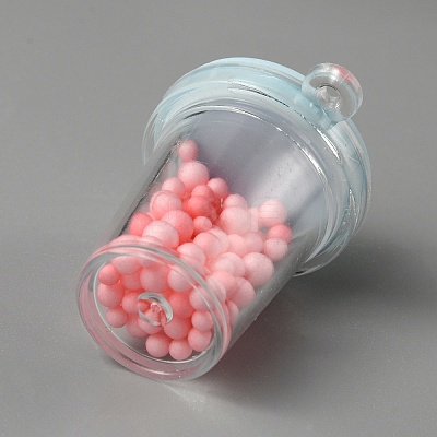 Transparent Resin Cat Ear Bottle Pendants RESI-WH0021-65B-1