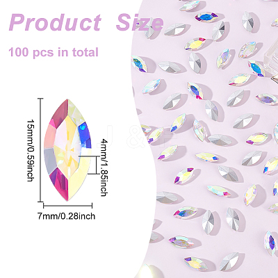 100Pcs Pointed Back Glass Rhinestone Cabochons RGLA-FG0001-05B-1