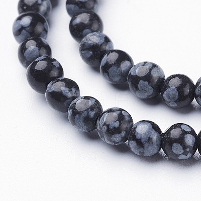 Natural Snowflake Obsidian Beads Strands GSR4mmC009-1