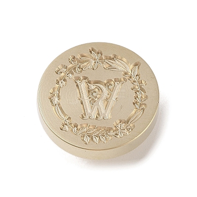 Golden Tone Wax Seal Brass Stamp Head DIY-B079-01G-W-1