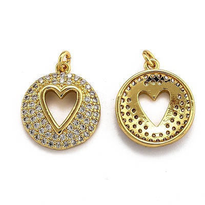Brass Micro Pave Clear Cubic Zirconia Pendants ZIRC-J025-28G-1