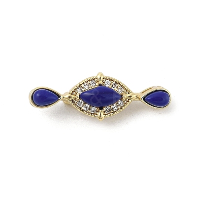 Brass Micro Pave Cubic Zirconia & Optimized Lapis Box Clasps KK-P291-47G-1