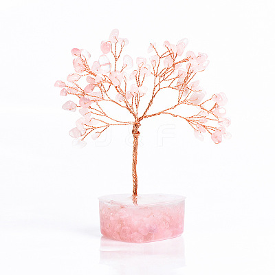 Natural Rose Quartz Chips Tree of Life Decorations PW-WG61E79-02-1