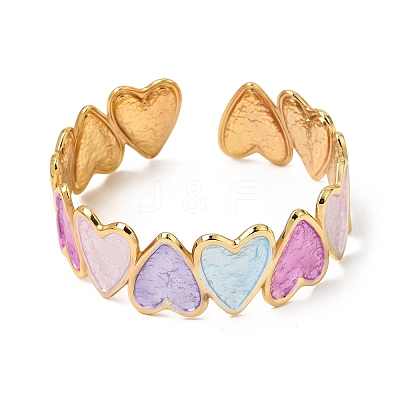 304 Stainless Steel Enamel Heart Open Cuff Bangles for Women SA-CBA4992-01A-G-1