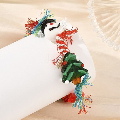 Christmas Handmade Lampwork Braided Bead Bracelets BJEW-TA00765-01-1