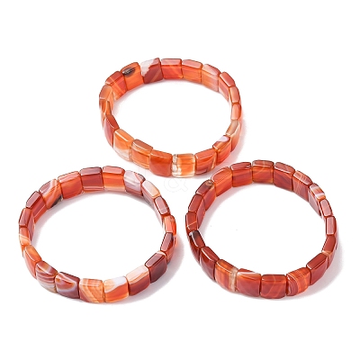 Dyed & Heated Natural Carnelian Faceted Beaded Stretch Bracelets for Women BJEW-K251-08G-1